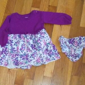 girl 12-18 dress long sleeve purple with flower bottom